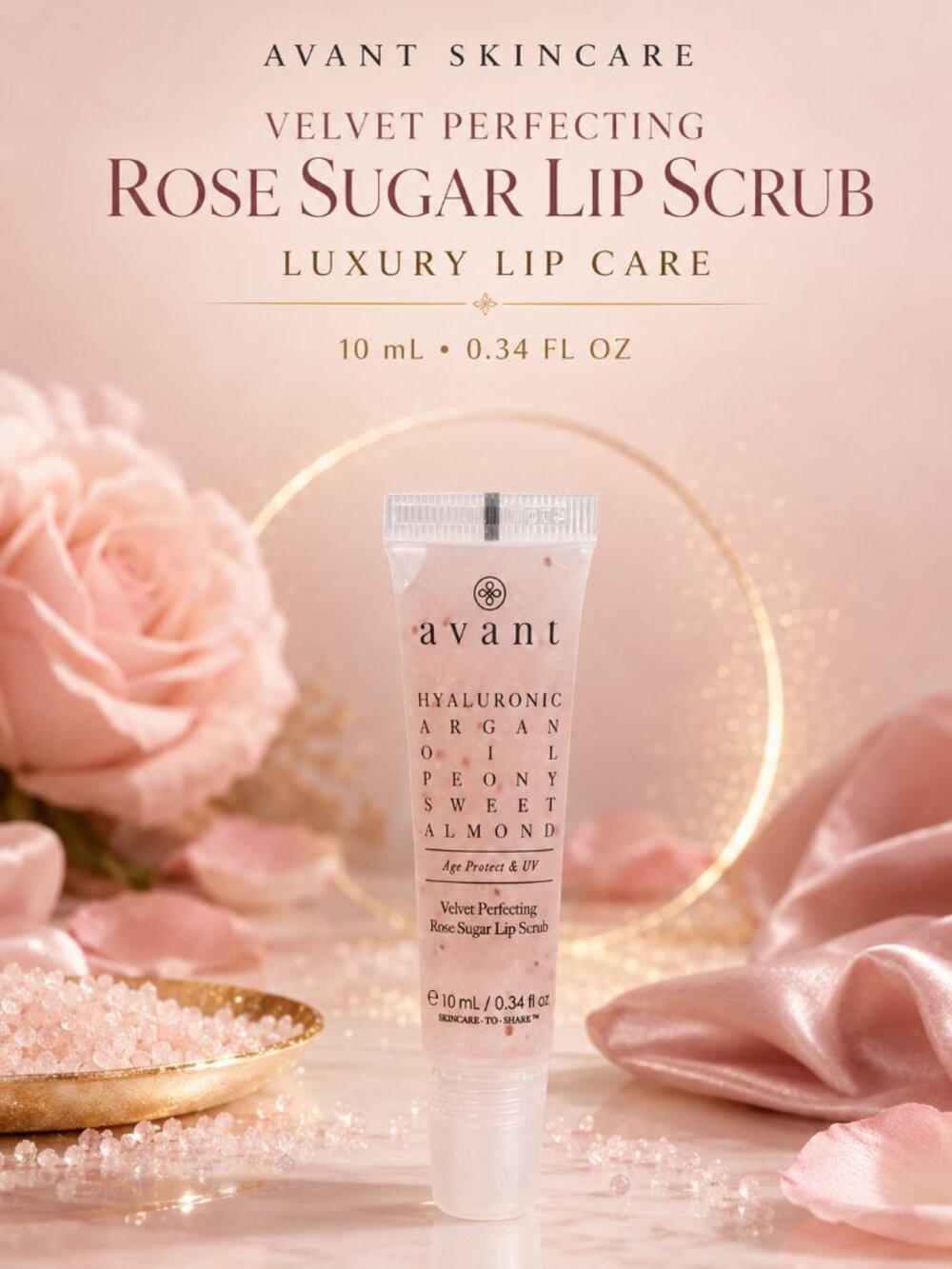 Avant Velvet Rose Sugar Lip Scrub 10mL New